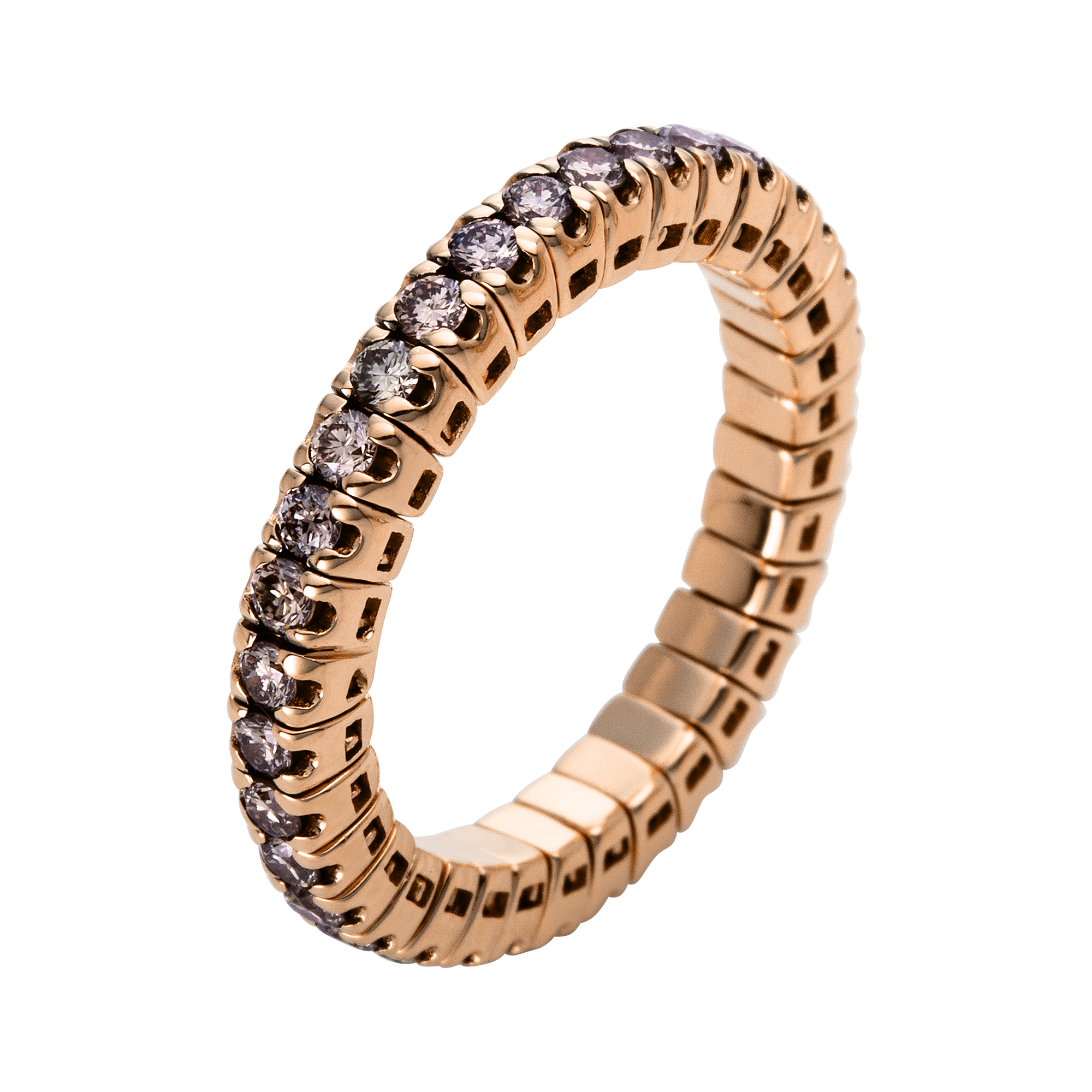 Ring 4er-Krappe 18 kt RG, Flex-Band, variabel