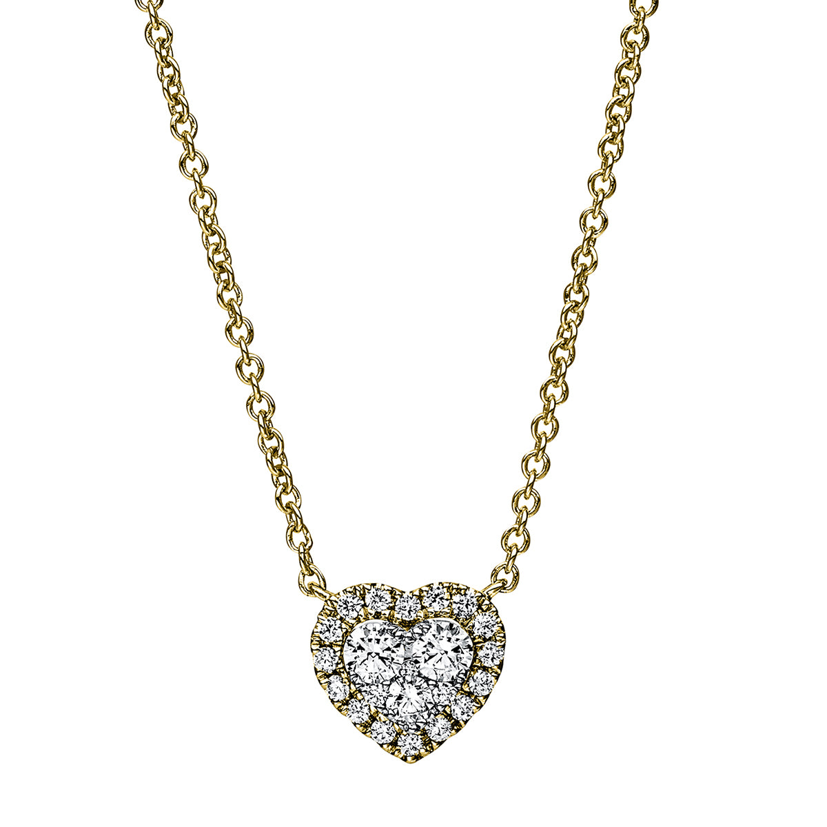 Collier 14 kt GG+WG Herz