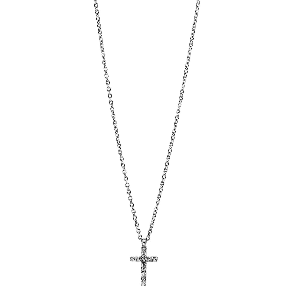 Collier 18 kt WG Kreuz, mit Öse