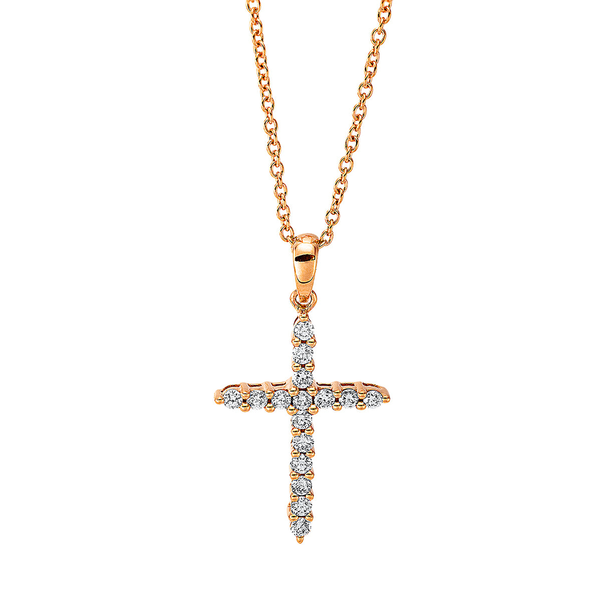 Collier 18 kt RG Kreuz, mit ZÖ 40 cm + 42.5 cm