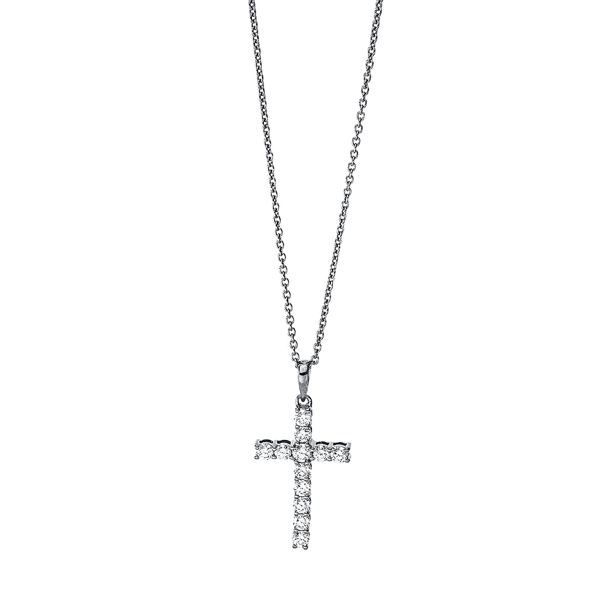 Collier 18 kt WG Kreuz, mit ZÖ 42 cm