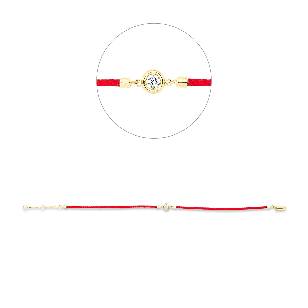 Armband 18 kt GG, rotes Cord