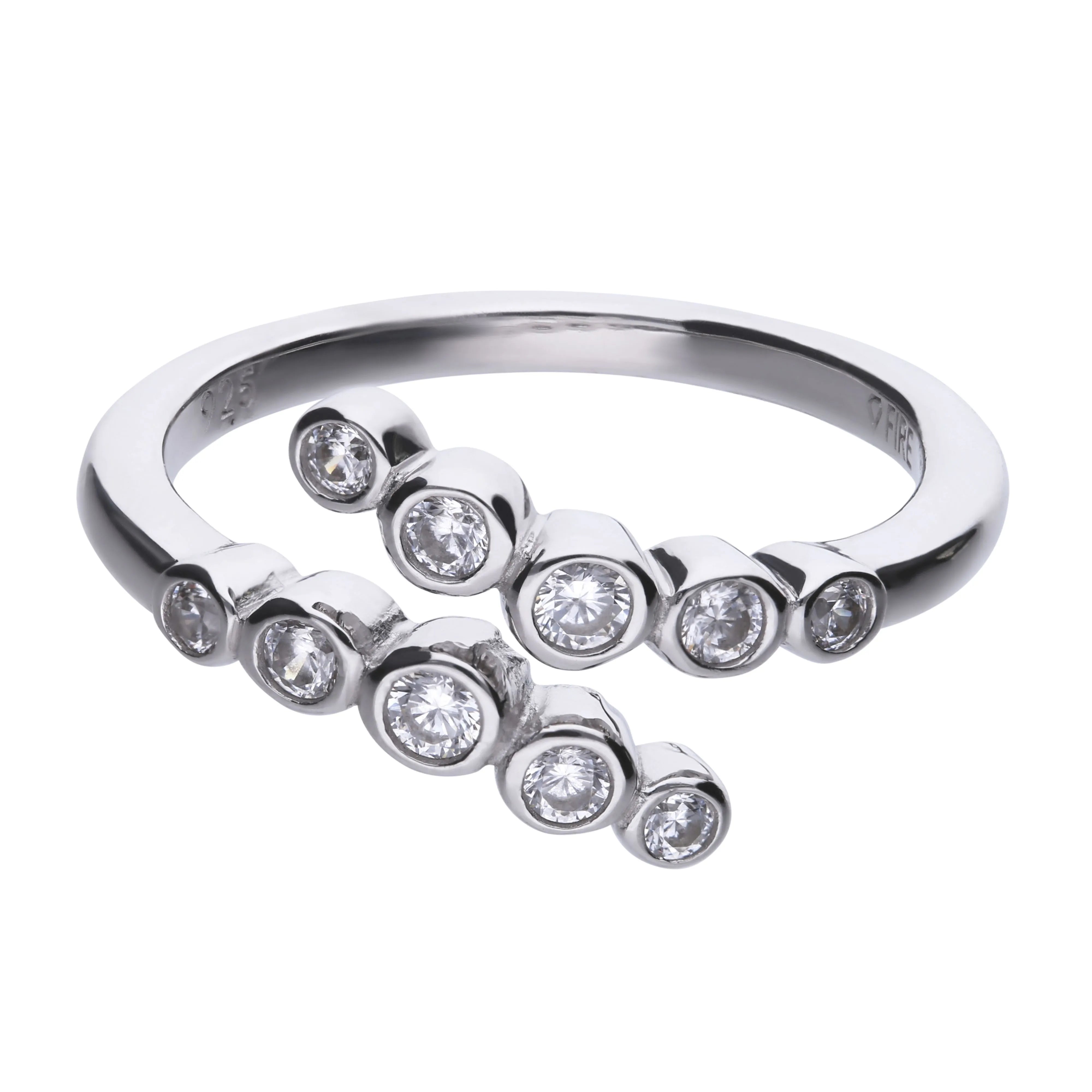 Trendiger Ring silber mit Zargen-Fassung und offener Ringschiene