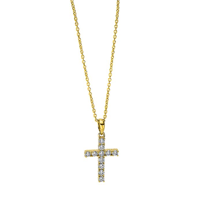 Collier 18 kt GG Kreuz, mit ZÖ 42 cm