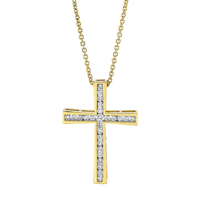 Collier 18 kt GG Kreuz, mit ZÖ 40 cm