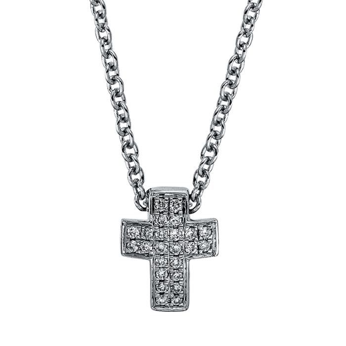 Collier 18 kt WG Kreuz, mit ZÖ 40 cm