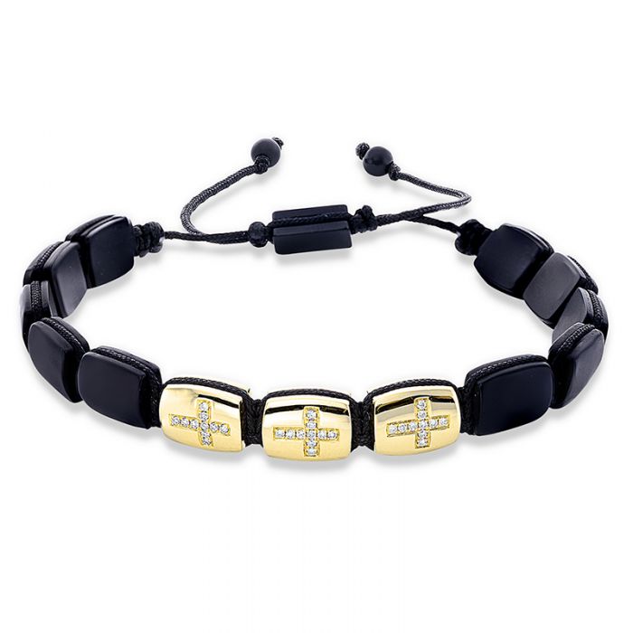 Armband 18 kt GG, black cord strap