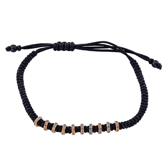 Armband 18 kt RG, black cord