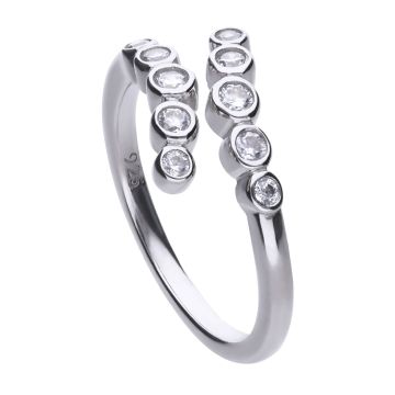 Trendiger Ring silber mit Zargen-Fassung und offener Ringschiene