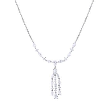 Cocktail-Collier Silber mit weißen Zirkonia und Schliff-Mix